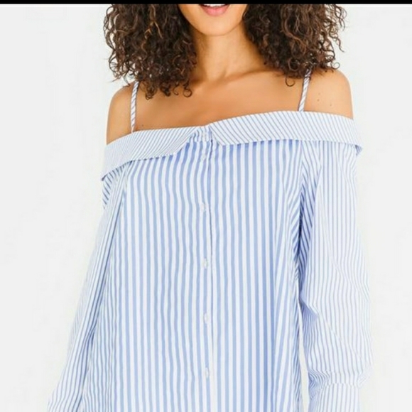 by & by striped off shoulder blouse - Picture 5 of 6